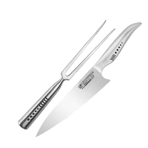 סט סכין ומזלג שף - כסף